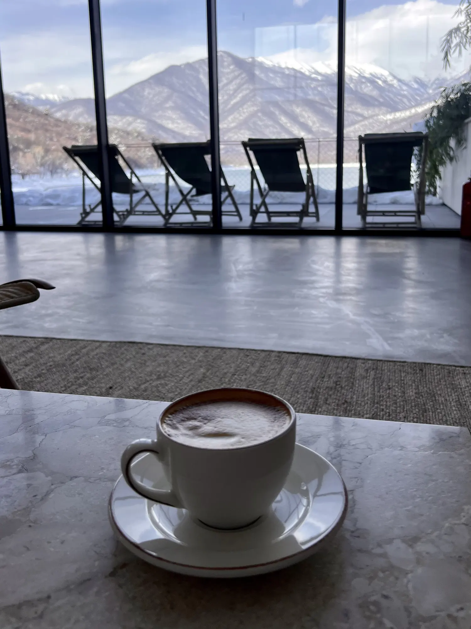 Coffee, deckchairs and the mountains